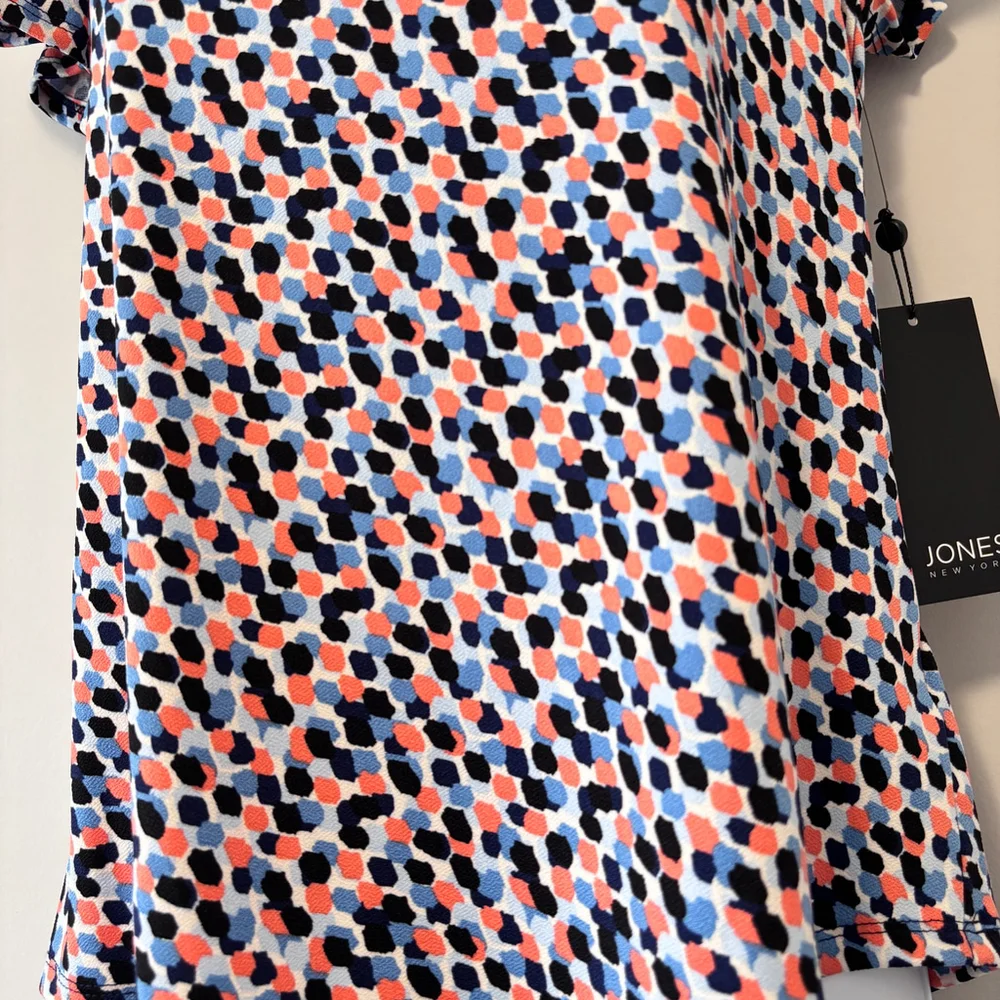 Jones New York Women's Extra Small Petite Printed Flutter-Sleeve Top NWT - Picture 4 of 6